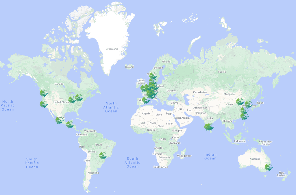 Picture 1: A visual representation of all the Cloud Native Sustainability Week local meetups displayed on a map